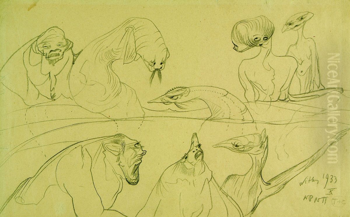 Symbolic composition Oil Painting by Stanislaw Ignacy Witkiewicz (Witkacy)