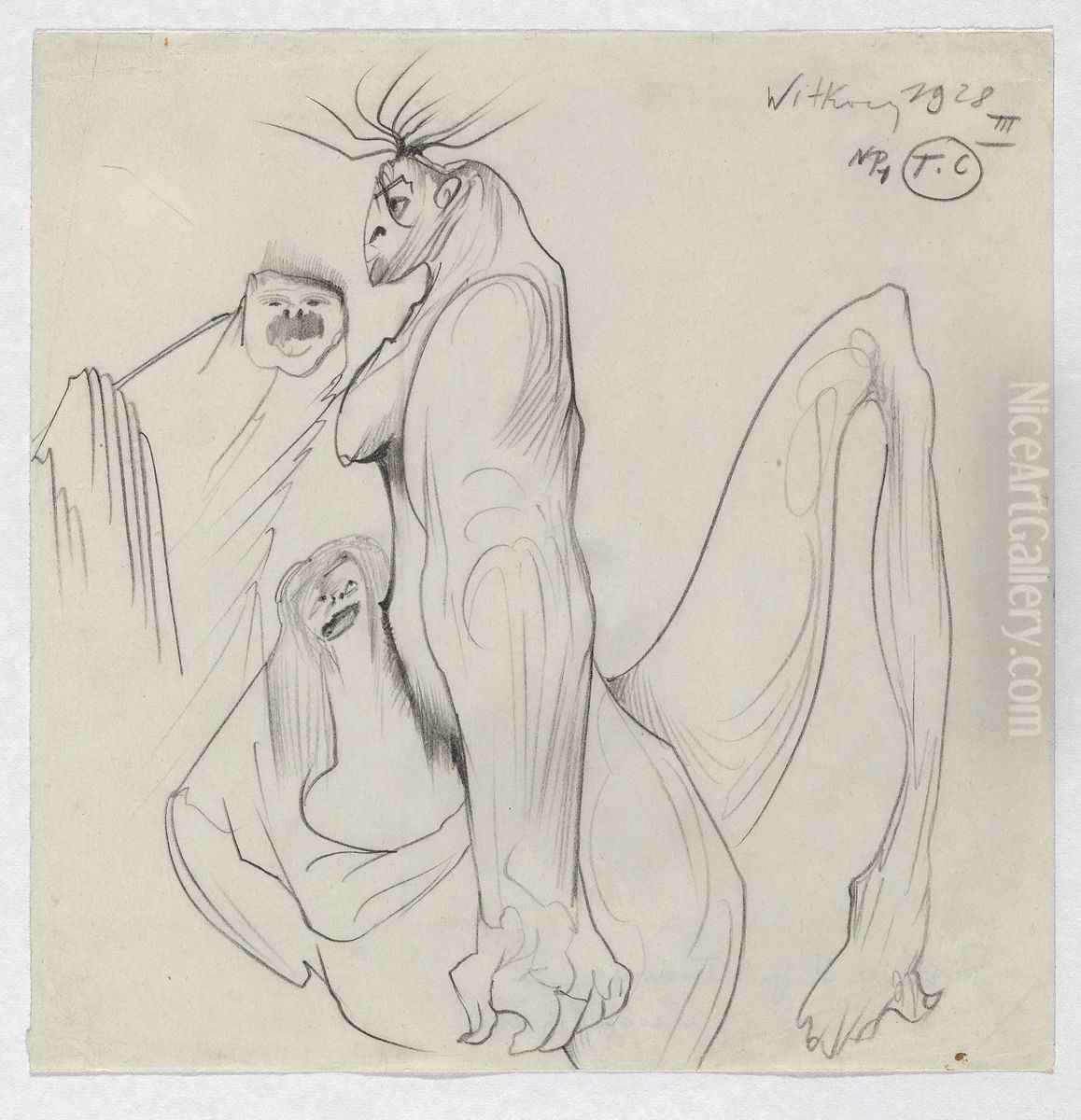 Kompozycja symboliczna z trzema postaciami Oil Painting by Stanislaw Ignacy Witkiewicz (Witkacy)