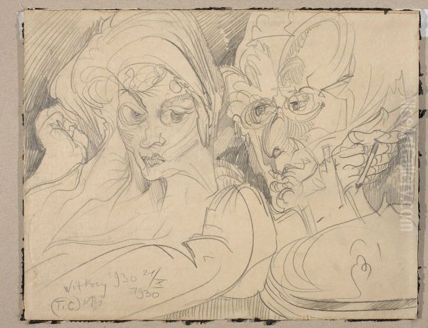 Helena and Teodor Birula-Bialynicki Oil Painting by Stanislaw Ignacy Witkiewicz (Witkacy)