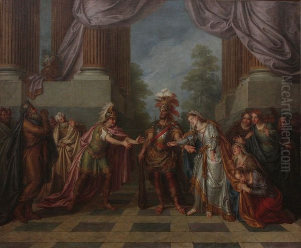 Hercule ramene Alceste des enfers a son epoux Admete Oil Painting by Charles-Antoine Coypel