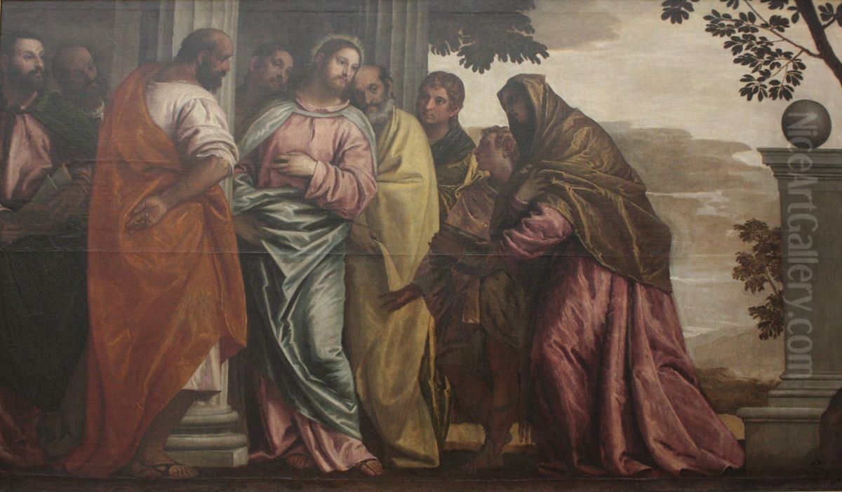 Le Christ rencontrant la femme et la fille de Zebedee Oil Painting by Paolo Veronese (Caliari)