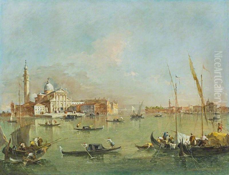 San Giorgio Maggiore with the Giudecca and the Zitelle Oil Painting by Francesco Guardi