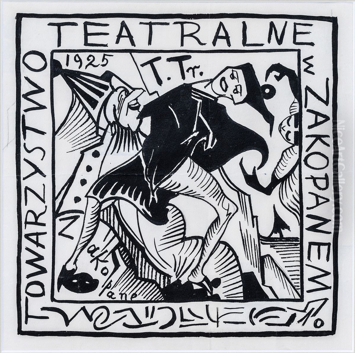 Projekt stempla i winiety Towarzystwa Teatralnego w Zakopanem Oil Painting by Stanislaw Ignacy Witkiewicz (Witkacy)