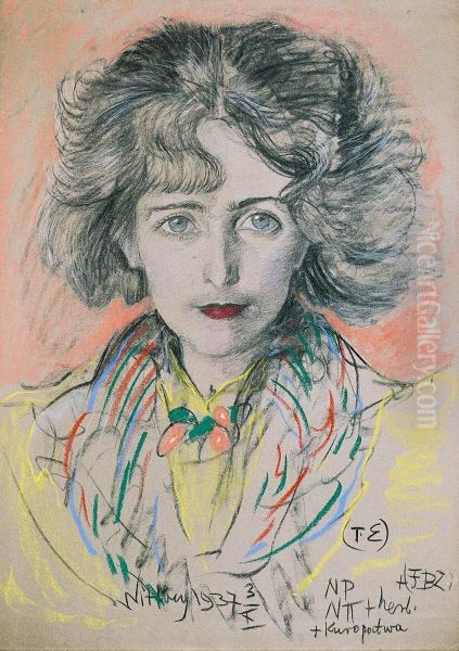 Portret Bronislawy Wlodarskiej Litauerowej Oil Painting by Stanislaw Ignacy Witkiewicz