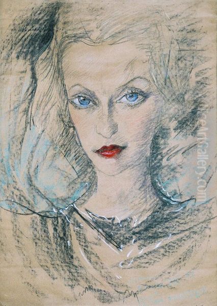 Portret Marii Zarotynskiej (zameznej Dabrowieckiej) Oil Painting by Stanislaw Ignacy Witkiewicz (Witkacy)