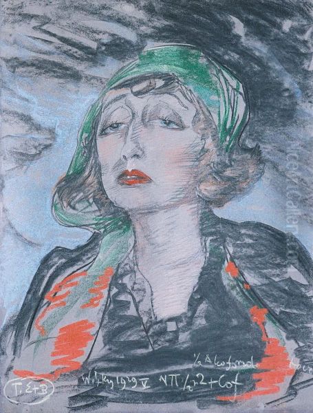 Portrait of Nena Stachurska Oil Painting by Stanislaw Ignacy Witkiewicz (Witkacy)