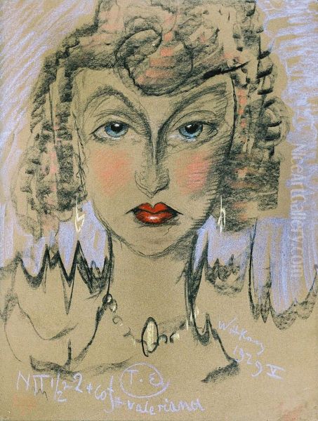 Portrait of Nena Stachurska Oil Painting by Stanislaw Ignacy Witkiewicz (Witkacy)