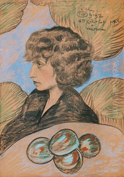Portrait of Nena Stachurska Oil Painting by Stanislaw Ignacy Witkiewicz