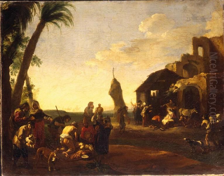 Adoration by the shepherds Oil Painting by Jan Miel