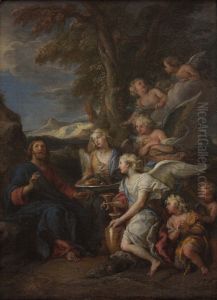 Le Christ au desert servi par les anges