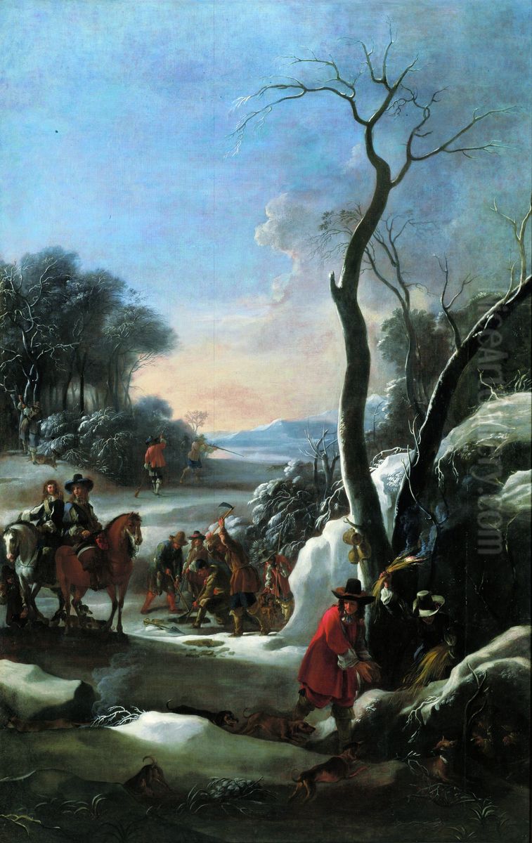 Fox hunting Oil Painting by Jan Miel