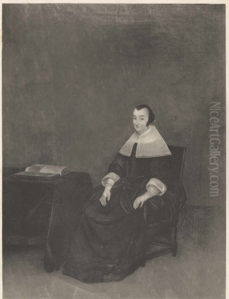 Portrait of a Lady seated in an Arm-Chair with a Book Oil Painting by Gerard Ter Borch