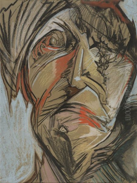 Head Oil Painting by Stanislaw Ignacy Witkiewicz