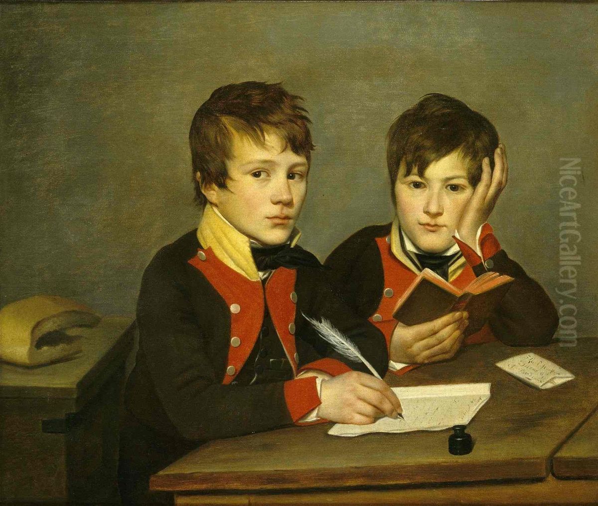 Portrait de Theodore et Edouard Ducos enfants Oil Painting by Collections of Musee national de la Marine de Paris