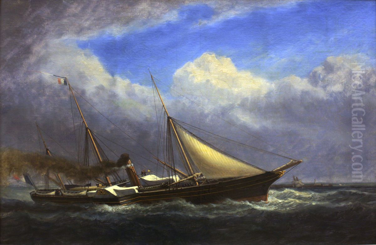 L'Aigle, yacht imperial Oil Painting by Adolphe-Hippolyte Couveley