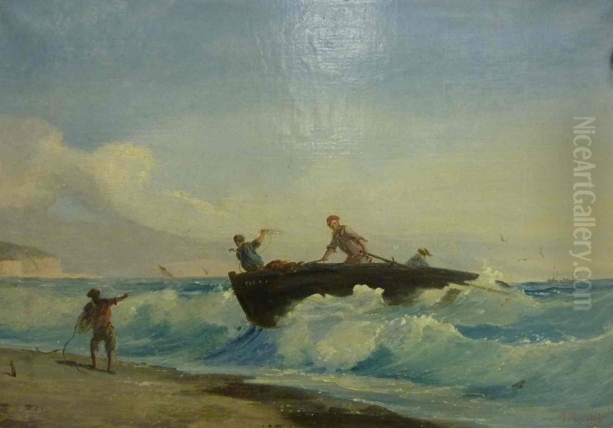 Retour de peche Oil Painting by Dominique Trachel