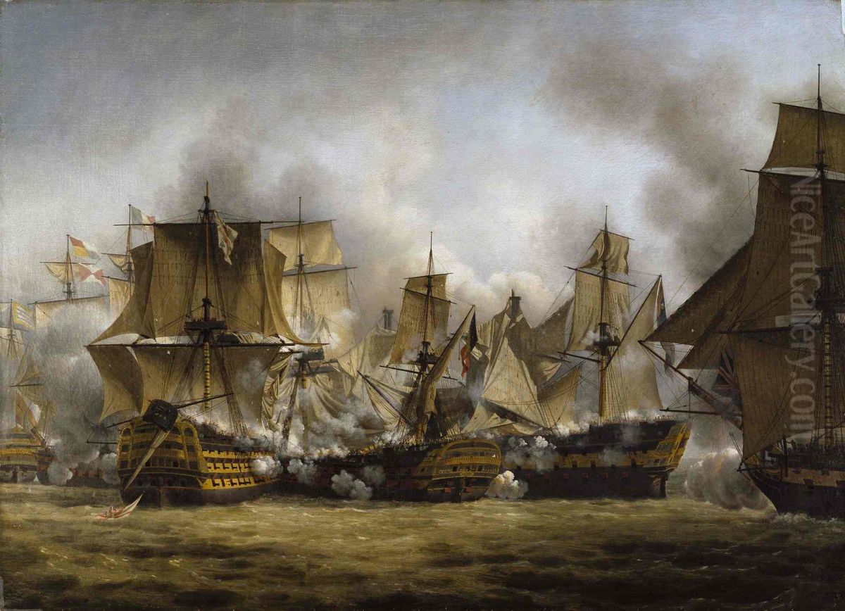 Le Redoutable a Trafalgar Oil Painting by Louis-Philippe Crepin