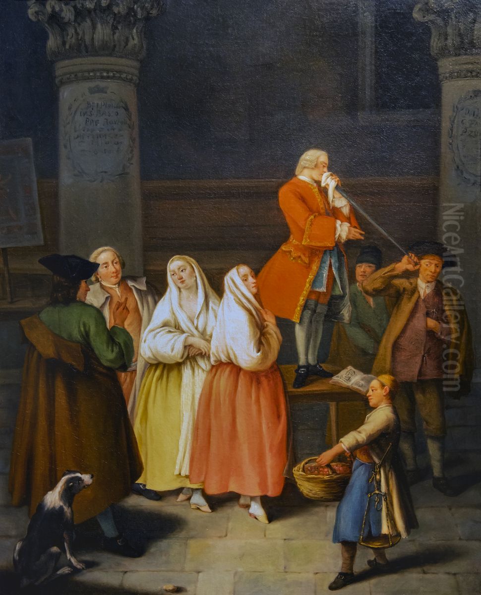 The SoothsayerFrancais:Le DevinItaliano:L'indovino Oil Painting by Pietro Longhi