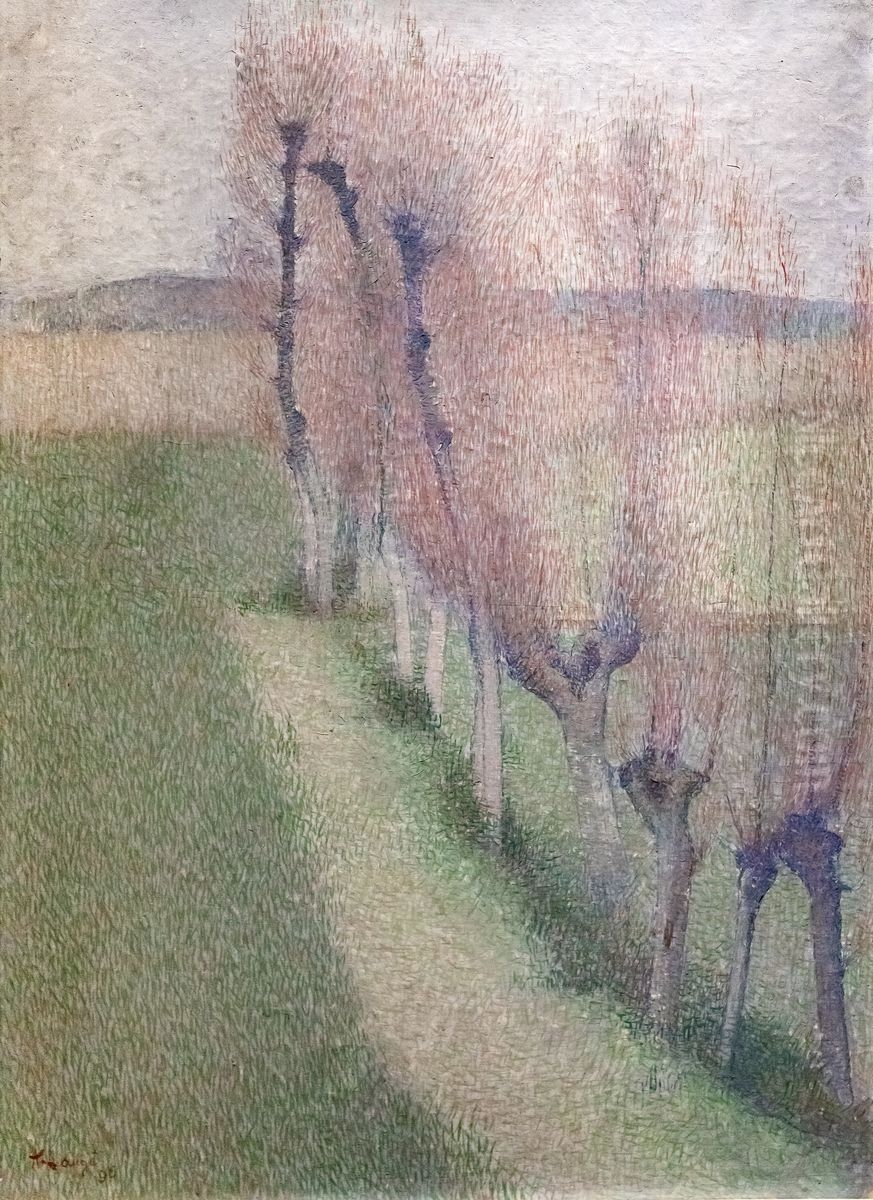 L'allee de saules Oil Painting by Achille Lauge