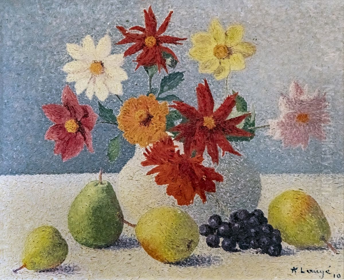 Fleurs et fruits Oil Painting by Achille Lauge