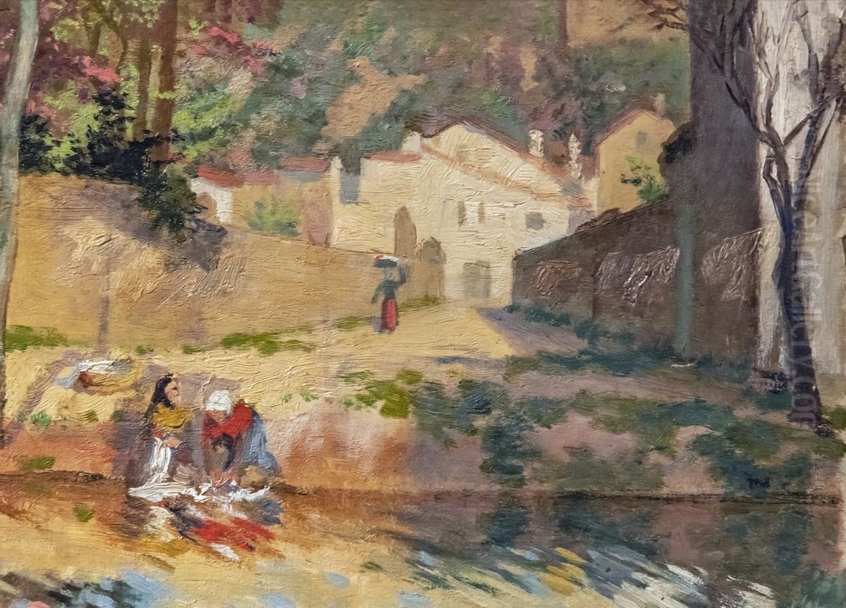 Les lavandieres Oil Painting by Armand Guillaumin