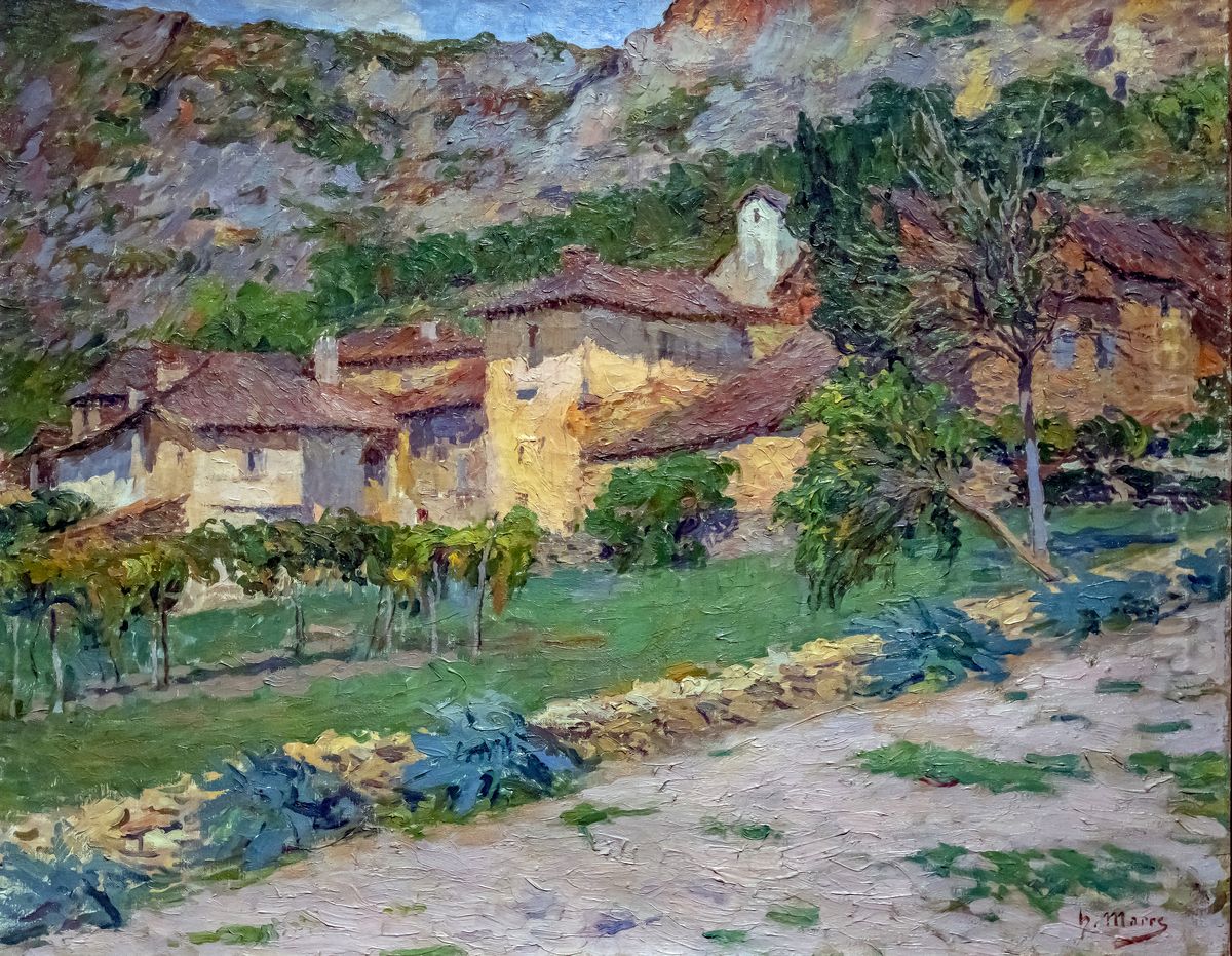 Maisons et rochers a Larroque Oil Painting by Henri Marre