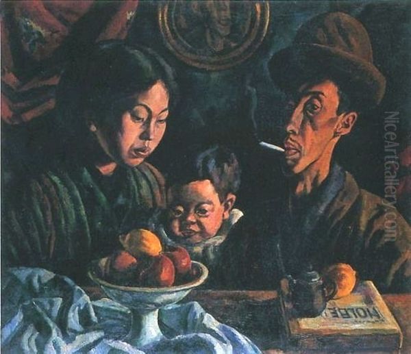 N's Family Oil Painting by Narashige Koide