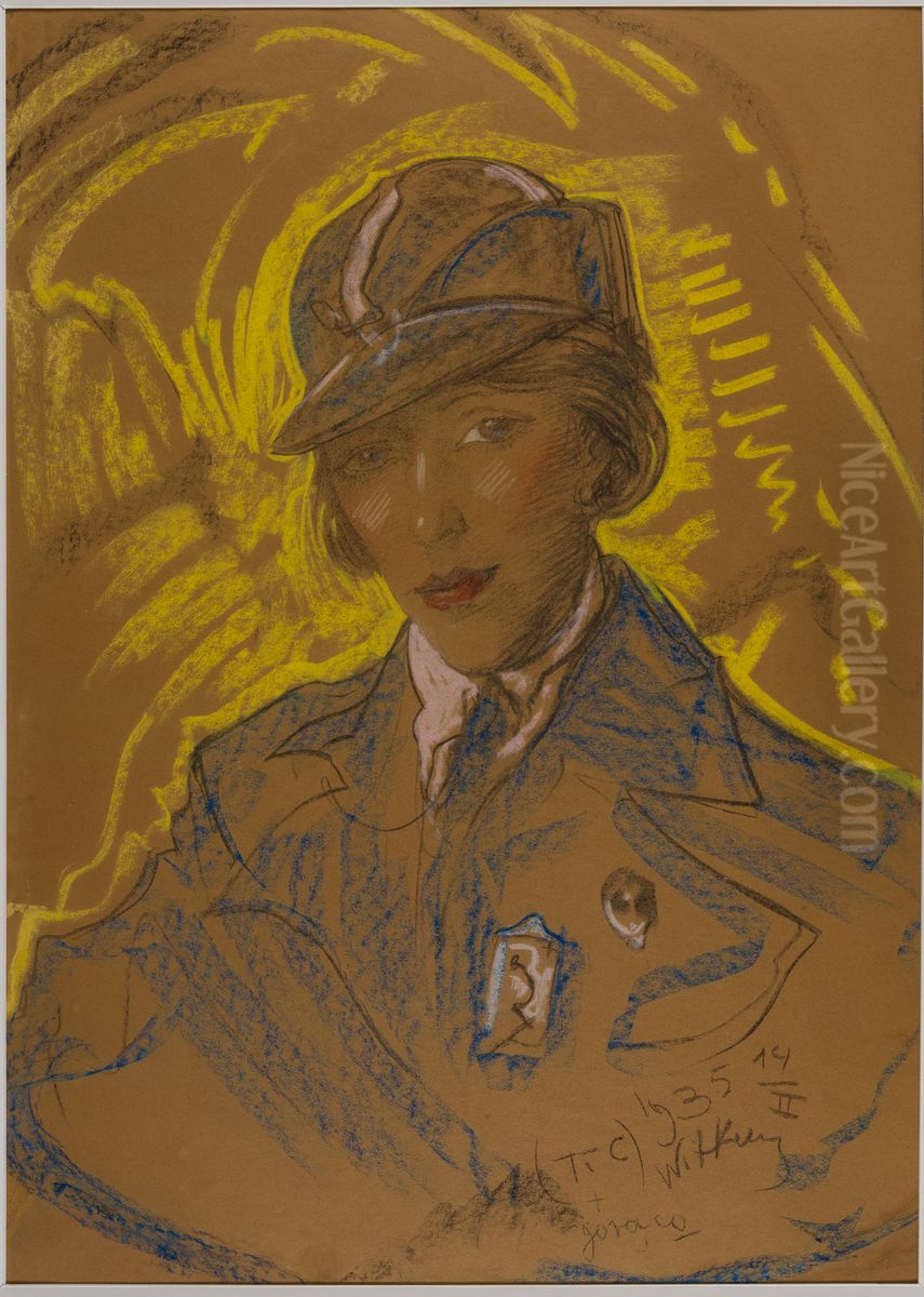 Asymetryczna Dama - Portret Eugenii Wyszomirskiej-Kuznickiej - goraco Oil Painting by Stanislaw Ignacy Witkiewicz (Witkacy)