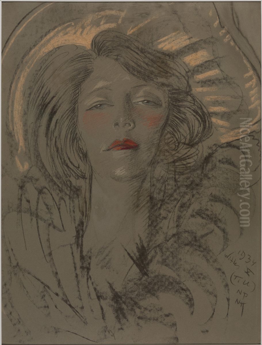 Asymetryczna Dama - Portret Eugenii Wyszomirskiej-Kuznickiej - T.U Oil Painting by Stanislaw Ignacy Witkiewicz (Witkacy)