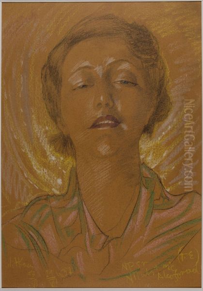 Asymetryczna Dama - Portret Eugenii Wyszomirskiej-Kuznickiej - Conchita czyli tryumf bestji Oil Painting by Stanislaw Ignacy Witkiewicz