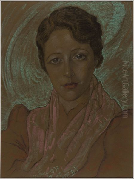 Asymetryczna Dama - Portret Eugenii Wyszomirskiej-Kuznickiej Oil Painting by Stanislaw Ignacy Witkiewicz