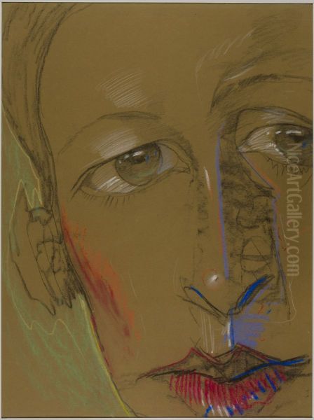 Asymmetric Lady - Portrait of Eugenia Wyszomirska-Kuznicka Oil Painting by Stanislaw Ignacy Witkiewicz (Witkacy)