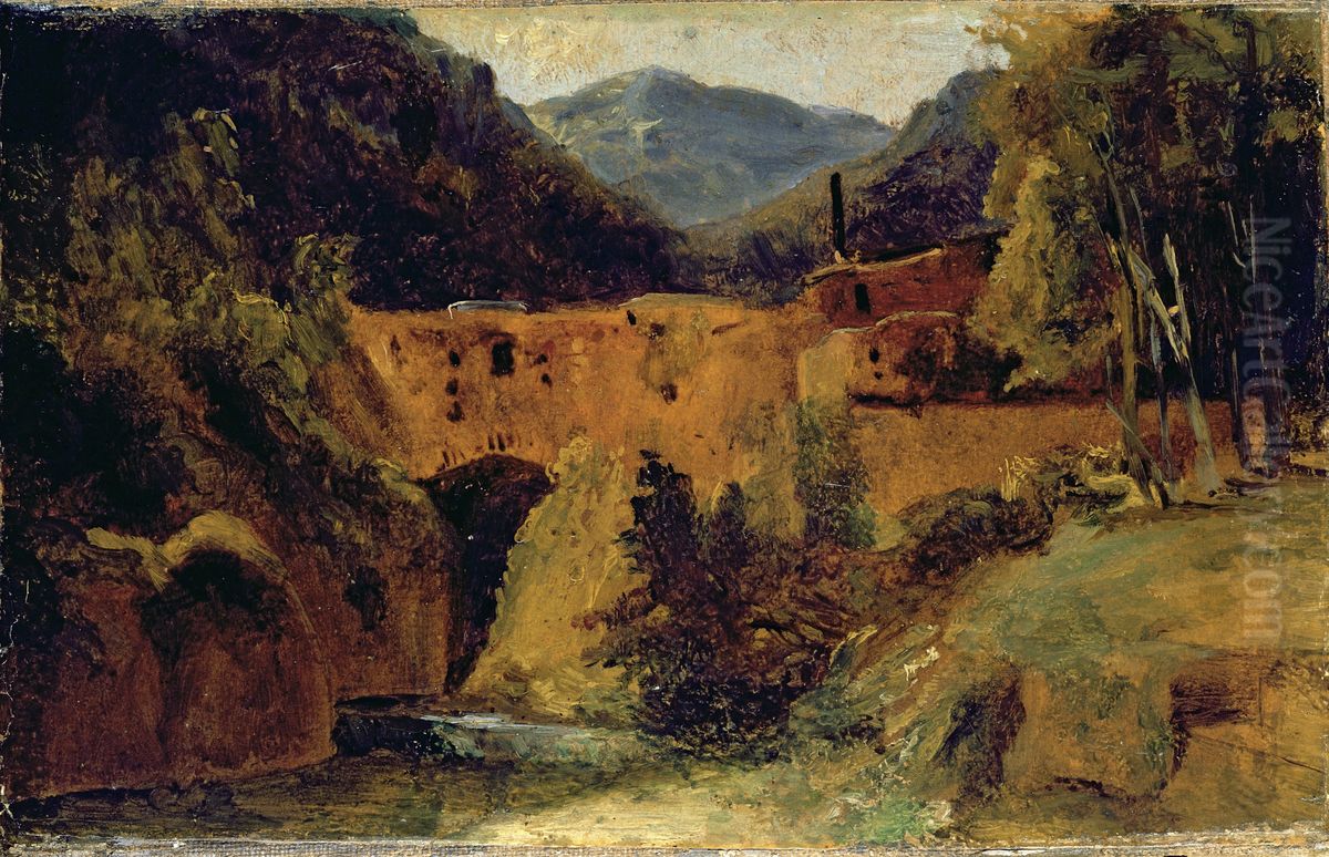 Mill in the valley near Amalfi Oil Painting by Carl Blechen