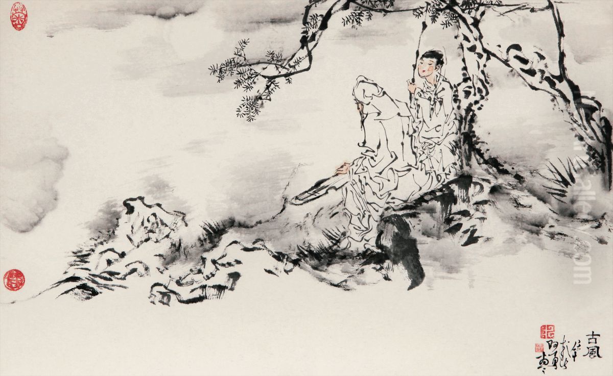 zhong wen: gu feng Oil Painting by Chen Xiaofeng