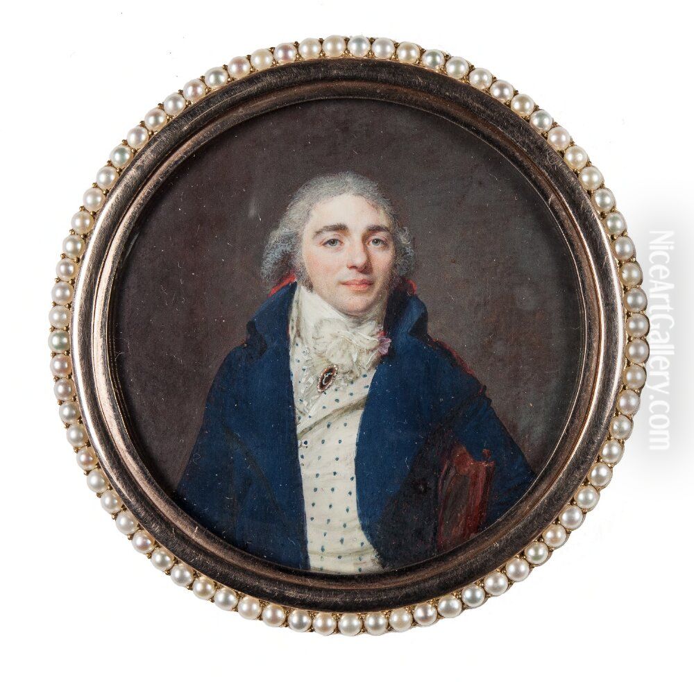 Jean Hyacinthe Goulet D'Olisy, kungligt rad och vice-prefekt i Sedan Oil Painting by Jean-Baptiste Jacques Augustin