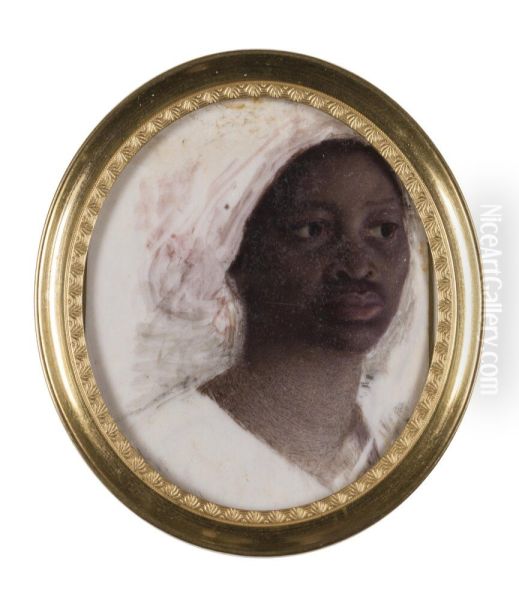Okand kvinna med huvudduk Oil Painting by Jean-Baptiste Jacques Augustin