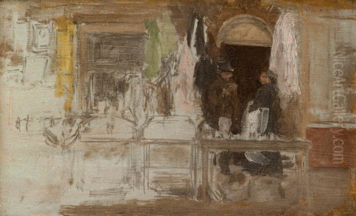 The Old Clothes Shop, Houndsditch Oil Painting by James McNeill Whistler