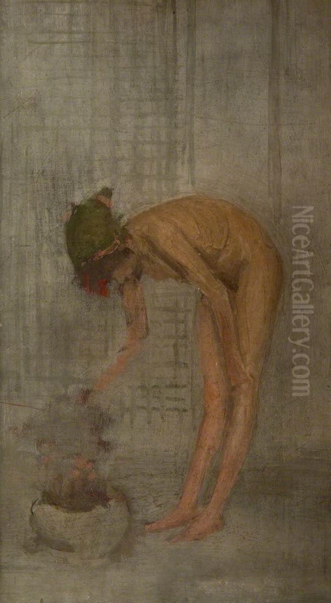 Nude Girl with a Bowl Oil Painting by James McNeill Whistler