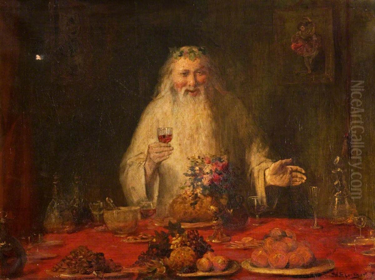 Old Father Christmas Oil Painting by William Ewart Lockhart