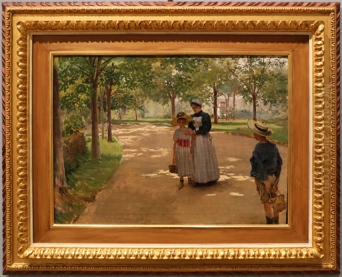 Avenue with figures Oil Painting by Vittorio Matteo Corcos
