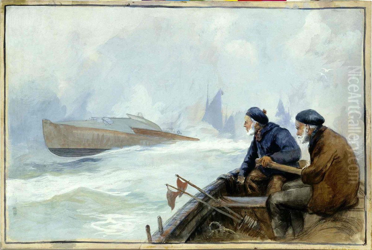 En vitesse : le passage du monstre Oil Painting by Henri-Edmond Rudaux