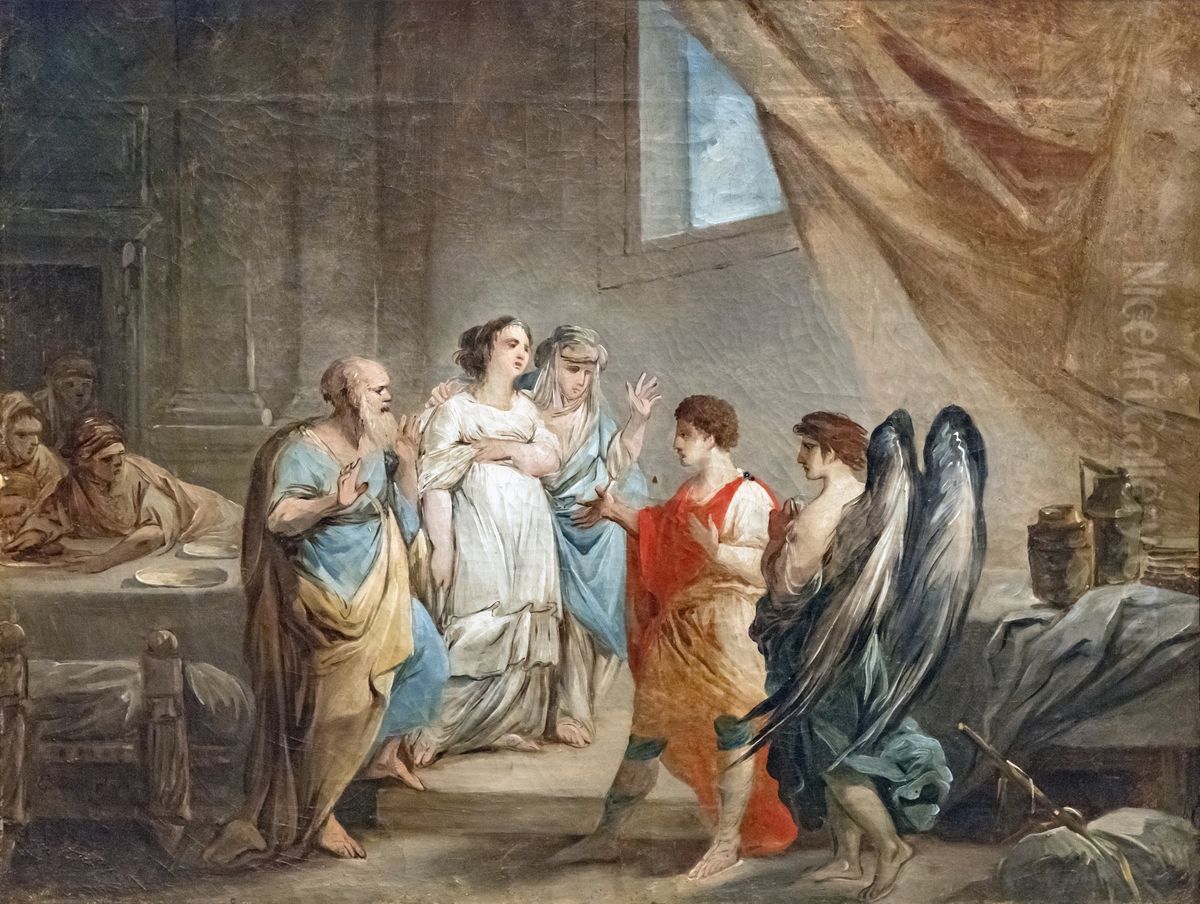The marriage of Tobias and Sara Oil Painting by Jacques Gamelin