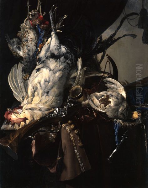 Stilleben mit erlegten Vogeln und Jagdgeraten Oil Painting by Willem Van Aelst