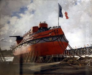 Lancement du cuirasse Hoche a Lorient en 1886