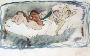 Quatre personnes sur un lit