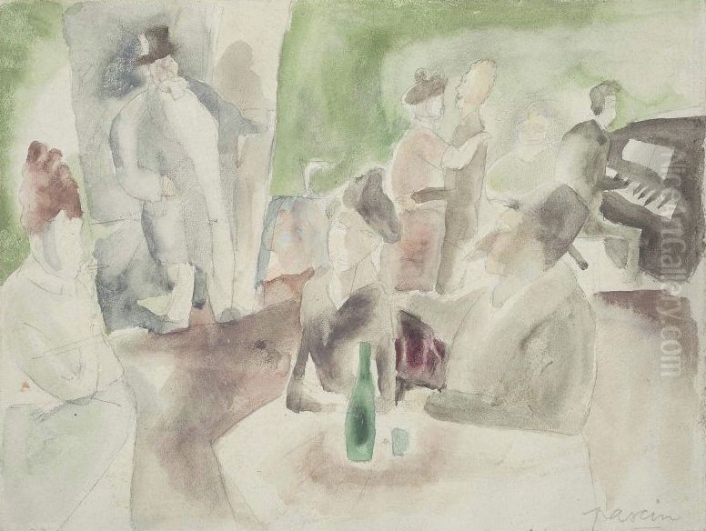 Cafe scene Oil Painting by Jules Pascin