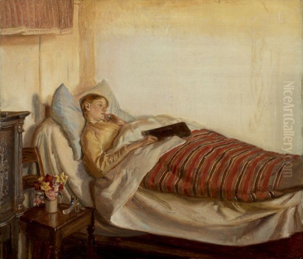 En syg ung pige Oil Painting by Michael Peter Ancher