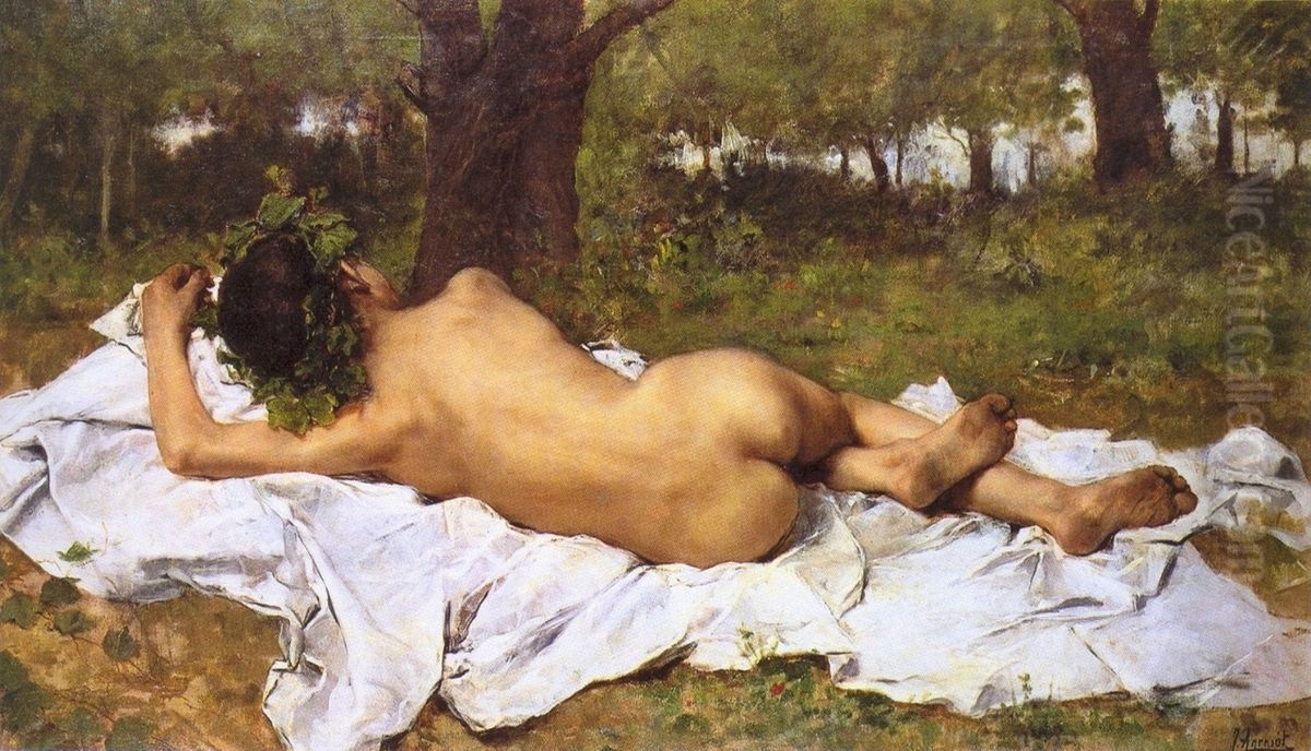 Young Bacchus Oil Painting by Joaquin Agrasot y Juan