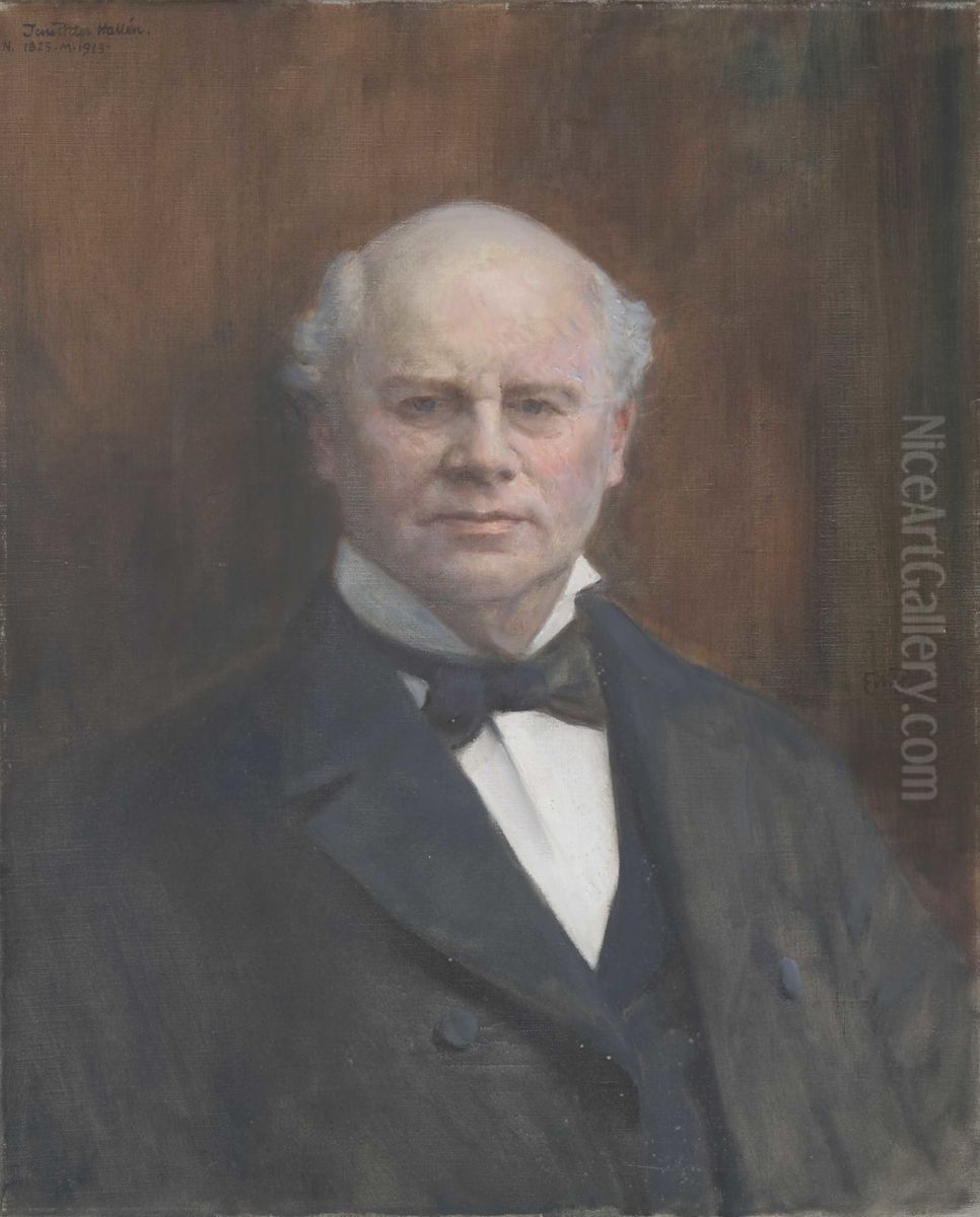 Portrett av Jens Petter Hallen Oil Painting by Eilif Peterssen