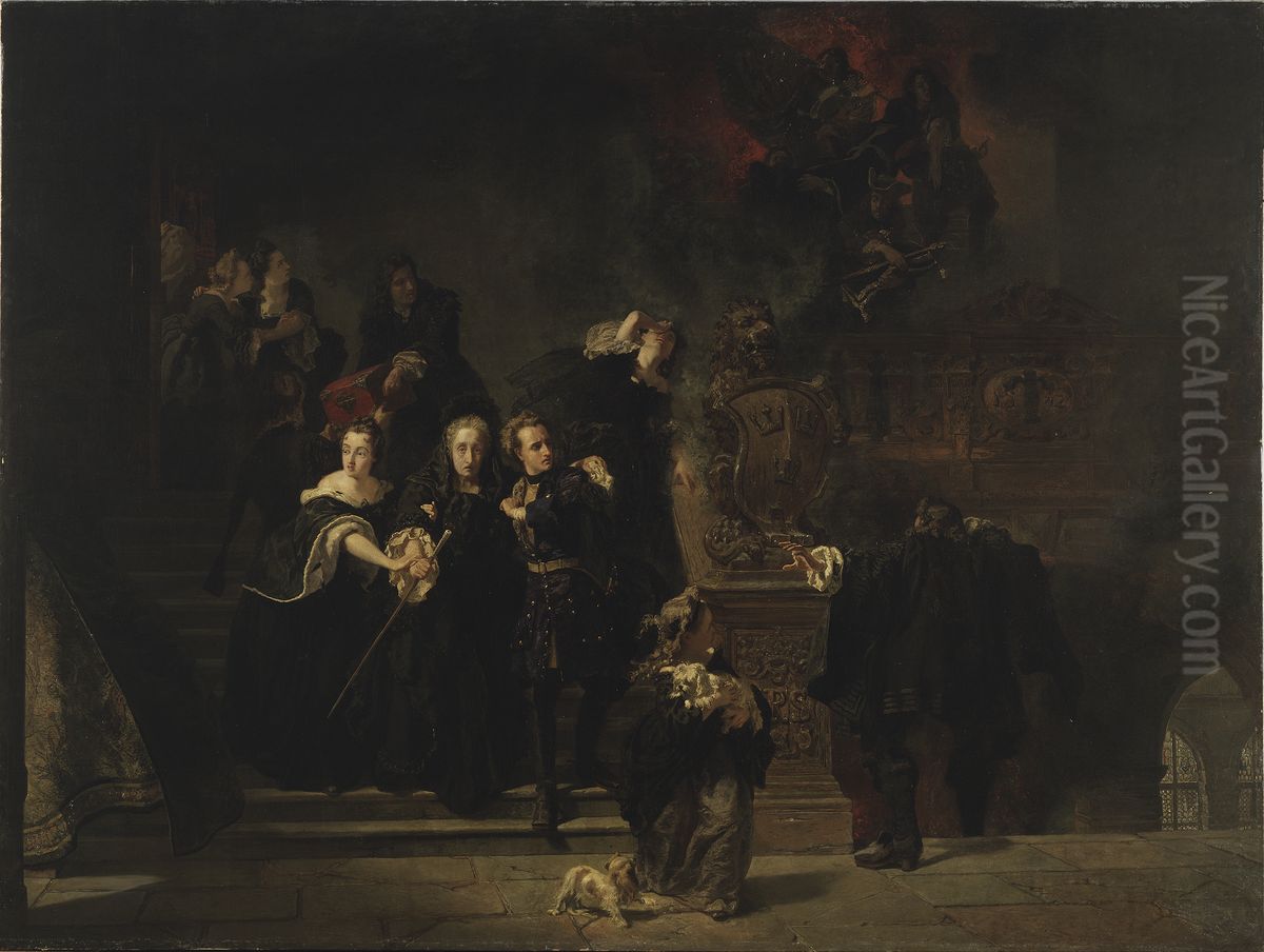 The Fire at the Royal Palace, Stockholm, May 7th, 1697 Oil Painting by Johan Fredrik Hockert